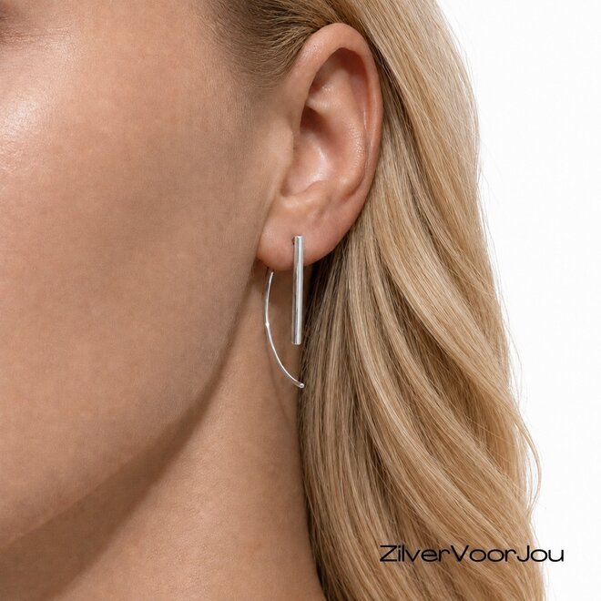 Zilveren simplicity staaf oorhangers