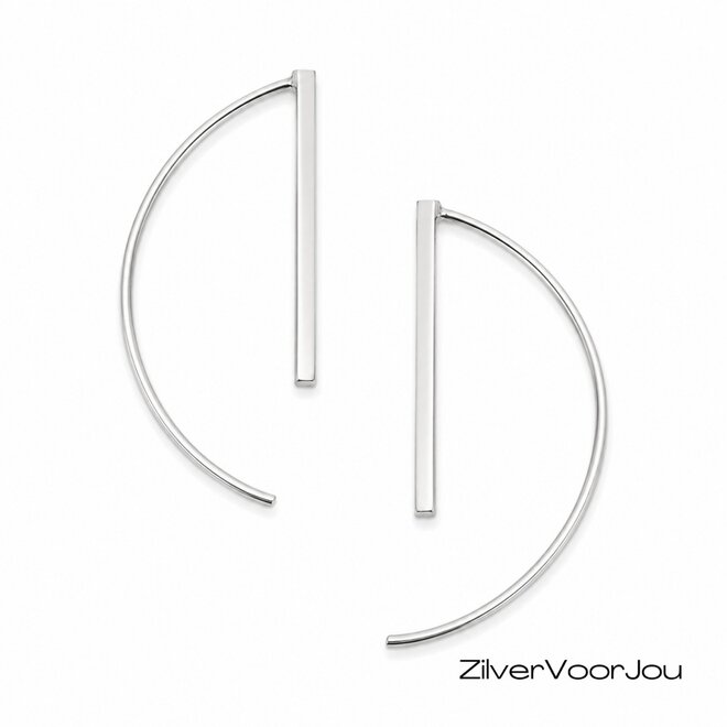 Zilveren simplicity staaf oorhangers
