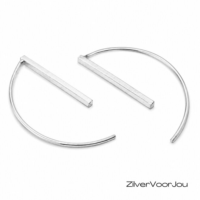 Zilveren simplicity staaf oorhangers