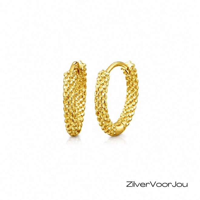 Zilveren carved huggie hoops