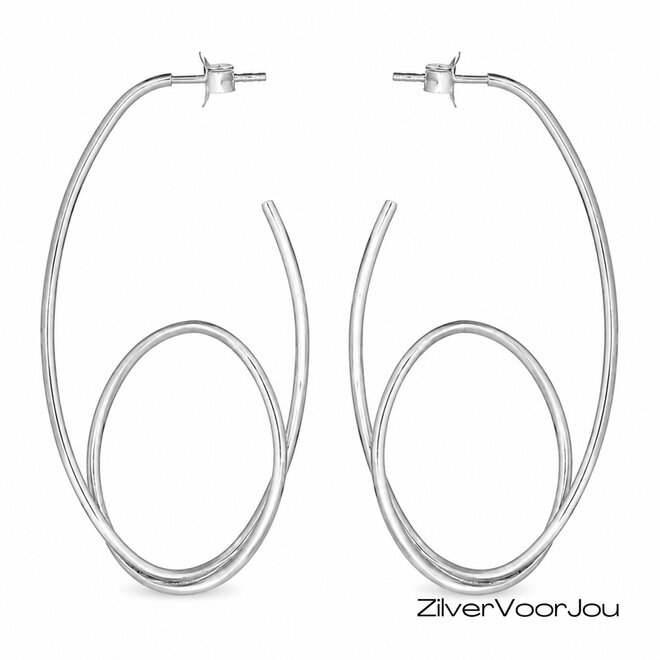 Zilveren moderne twist oorringen