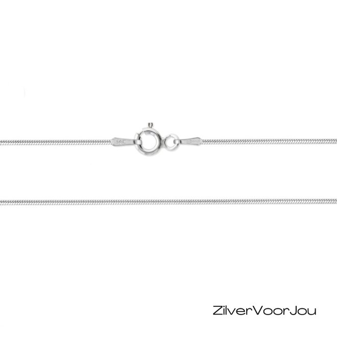 Zilveren slang ketting 40 cm 0.9 mm breed