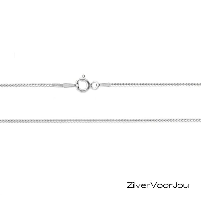 Zilveren slang ketting 45 cm 1.1 mm
