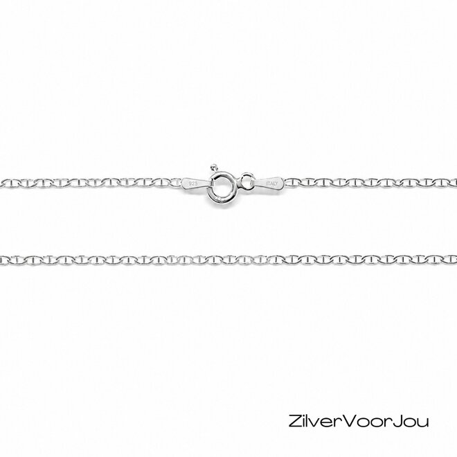 Zilveren plat Marina schakel ketting 50 cm