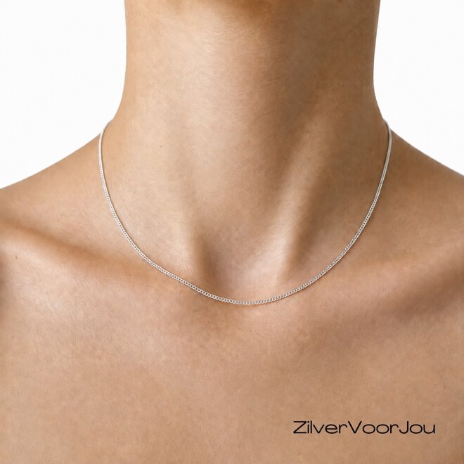Zilveren verstelbare gourmet ketting 40 cm 1.5 mm breed