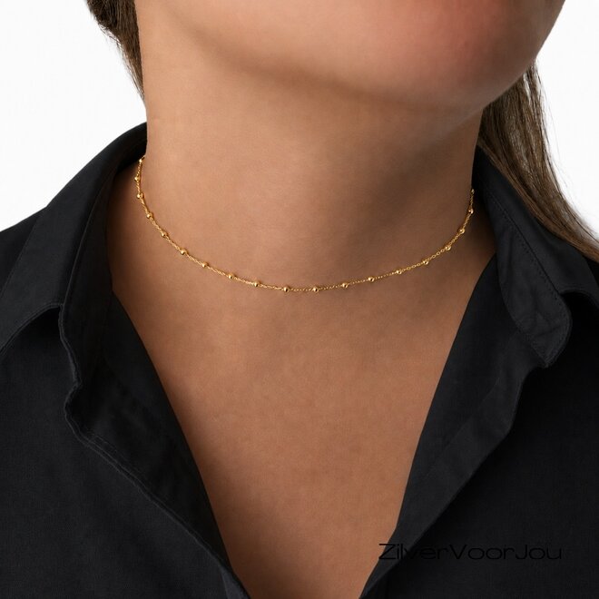 Gold plated 925 zilveren bolletjes ketting choker
