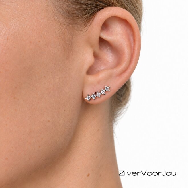Zilveren 5 tiny stars oorstekers