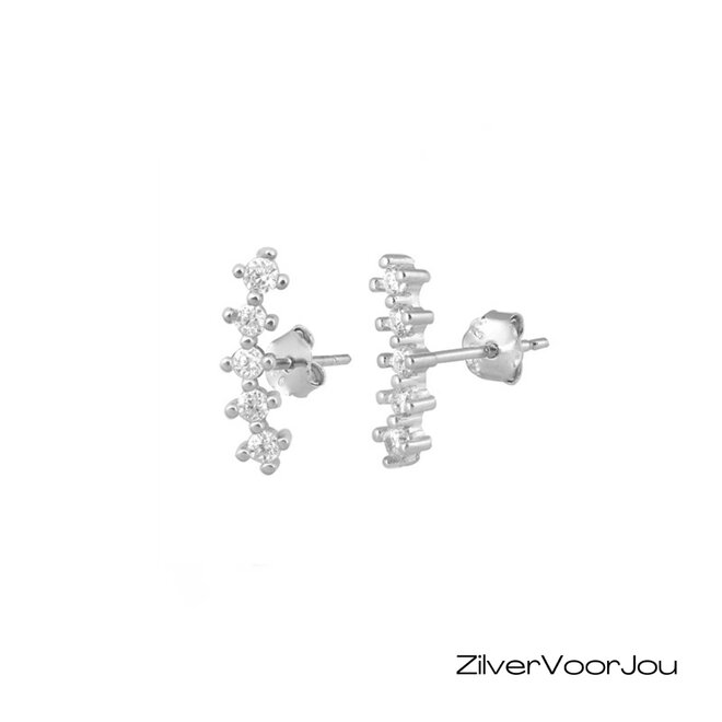 Zilveren 5 tiny stars oorstekers