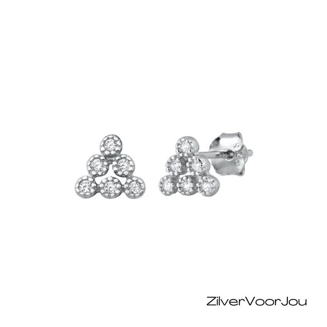 Zilveren six stars triangle oorstekers