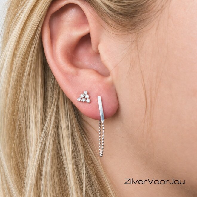 Zilveren six stars triangle oorstekers