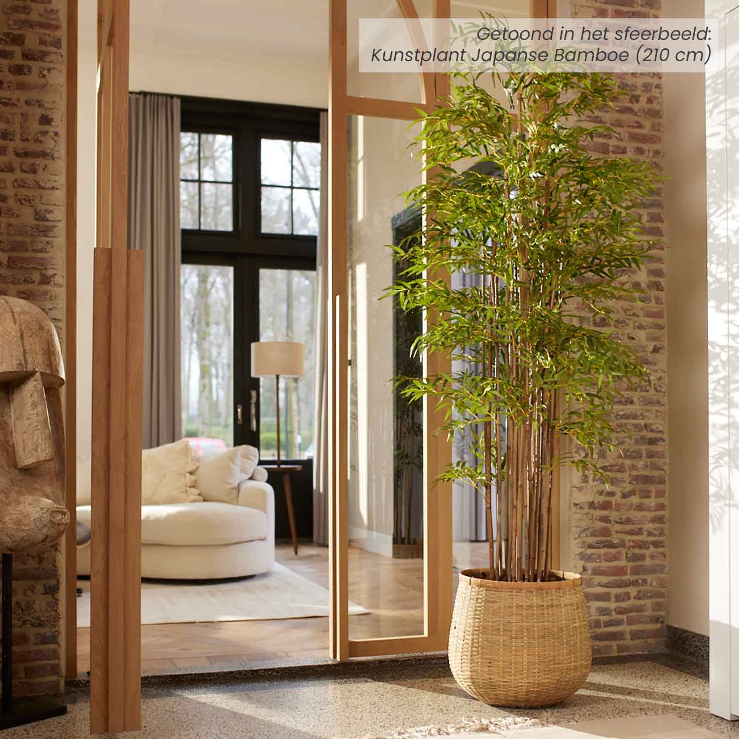Outsunny Kunstmatige Bamboe 150 Cm - Realistische Nepplant In Pot Met Kunstmos Voor Woonkamer, Kantoor En Tuin