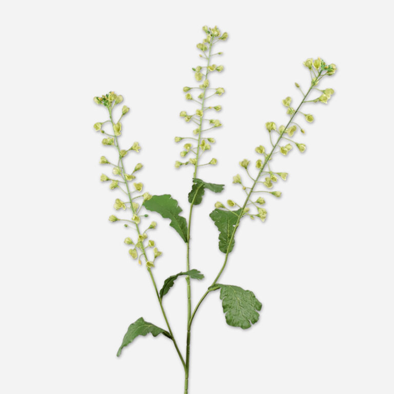 Kunststeel Primula met groene bloemen en groene bladeren is een kunststeel met een natuurgetrouwe uitstraling en een lengte van 111 cm.