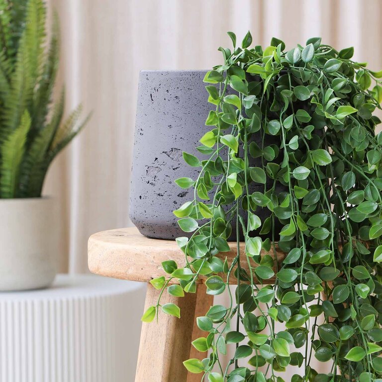 Kunstplant hangend Ficus Pumila met groene bladeren is een hangplant met een natuurgetrouwe uitstraling en een lengte van 80 cm.