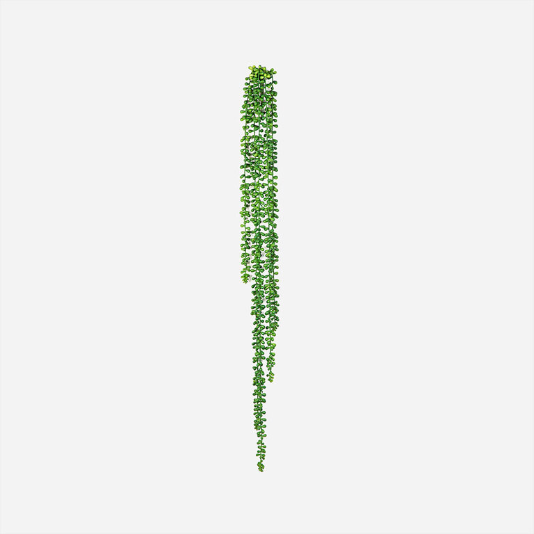 Kunstplant hangend Senecio met groene bladeren is een hangplant met een natuurgetrouwe uitstraling en een lengte van 90 cm.