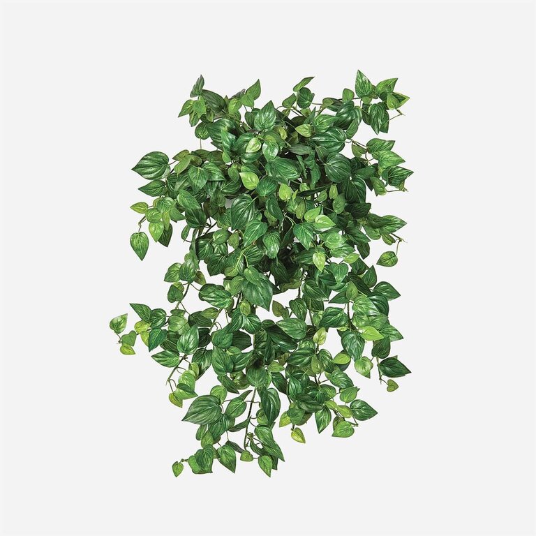 Kunstplant hangend Philodendron met groene bladeren is een hangplant met een natuurgetrouwe uitstraling en een lengte van 50 cm.