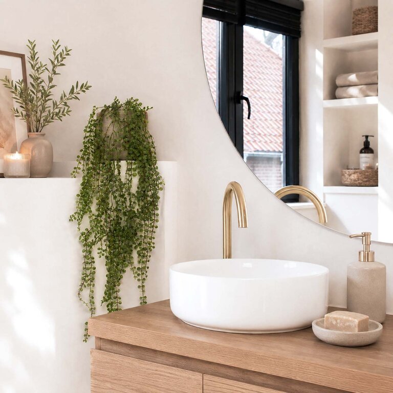 Kunstplant hangend Ficus Pumila met groene bladeren is een hangplant met een natuurgetrouwe uitstraling en een lengte van 100 cm.