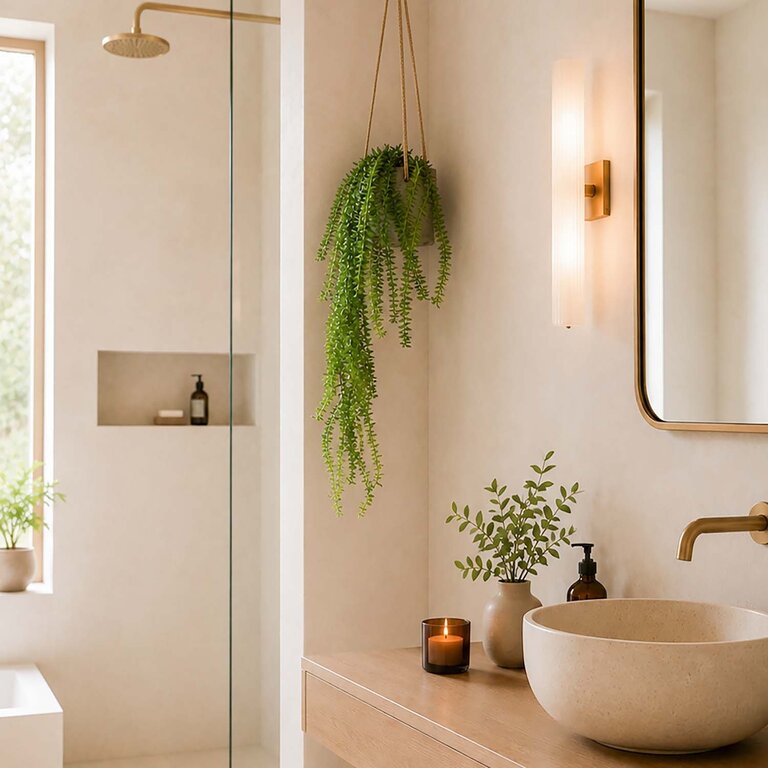 Kunstplant hangend Varen met groene bladeren is een hangplant met een natuurgetrouwe uitstraling en een lengte van 70 cm.