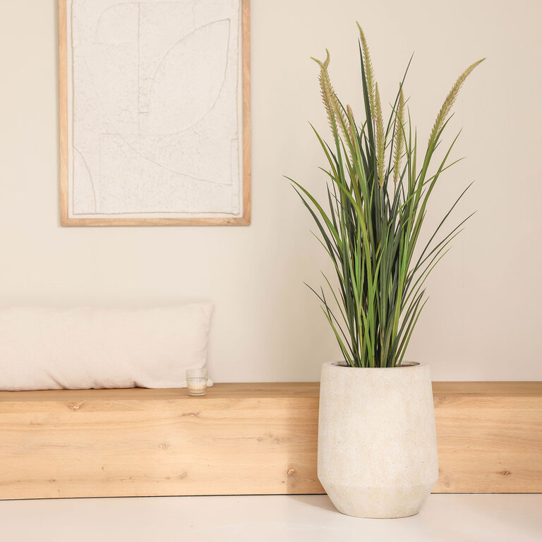 Kunstplant Foxtail gras is een kunstgras in binnenpot met een natuurgetrouwe uitstraling en een hoogte van 130 cm.