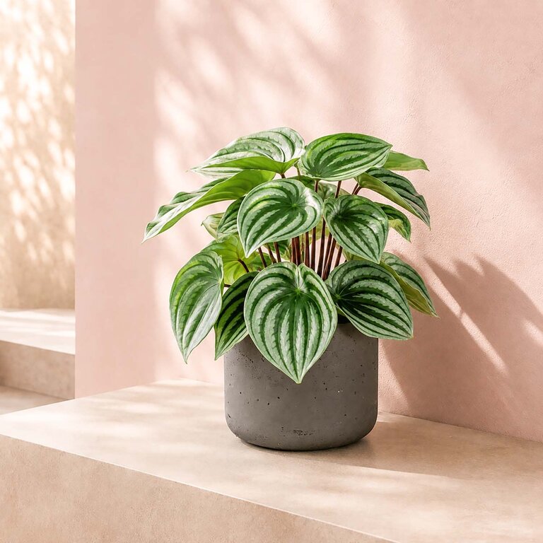 Kunstplant steker Peperomia met groene bladeren is een steekplant met een natuurgetrouwe uitstraling en een hoogte van 25 cm.