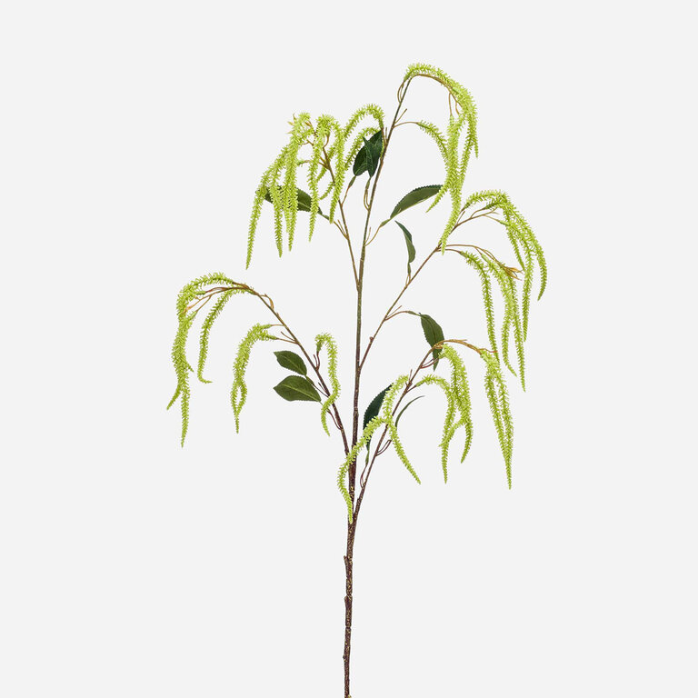 Kunststeel Amaranthus met groene bloemen en groene bladeren is een kunststeel met een natuurgetrouwe uitstraling en een lengte van 100 cm.