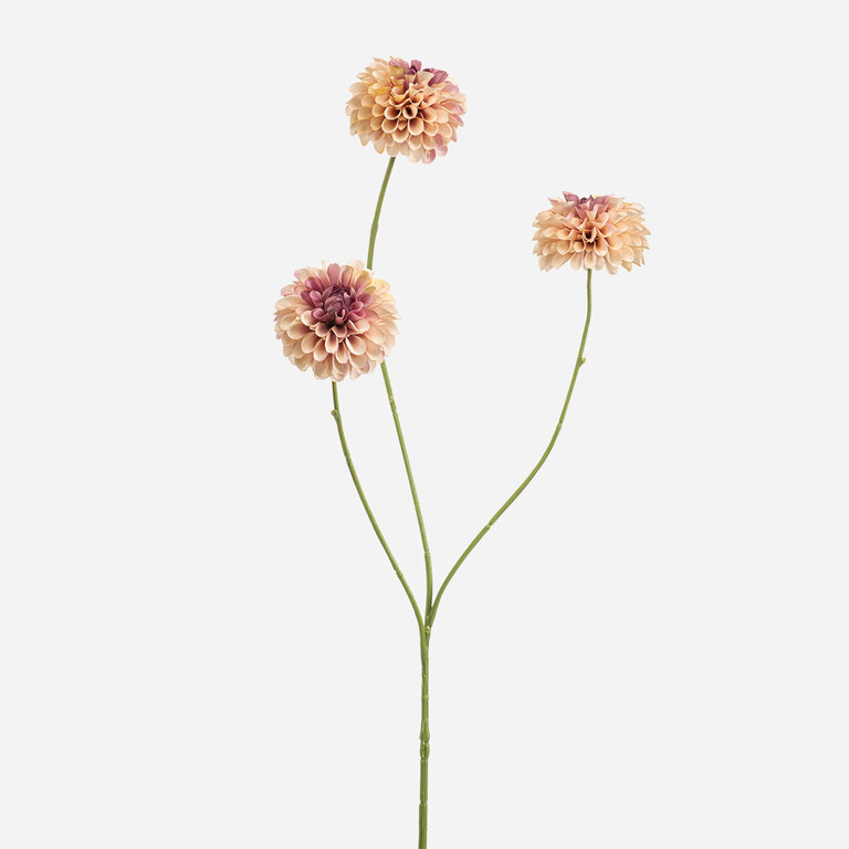 Kunststeel Dahlia met lichtroze zijden bloemen is een kunststeel met een natuurgetrouwe uitstraling en een lengte van 68 cm.