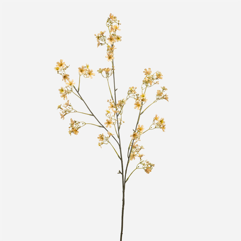 Kunststeel Daphne met beige zijden bloemen is een kunststeel met een natuurgetrouwe uitstraling en een lengte van 105 cm.