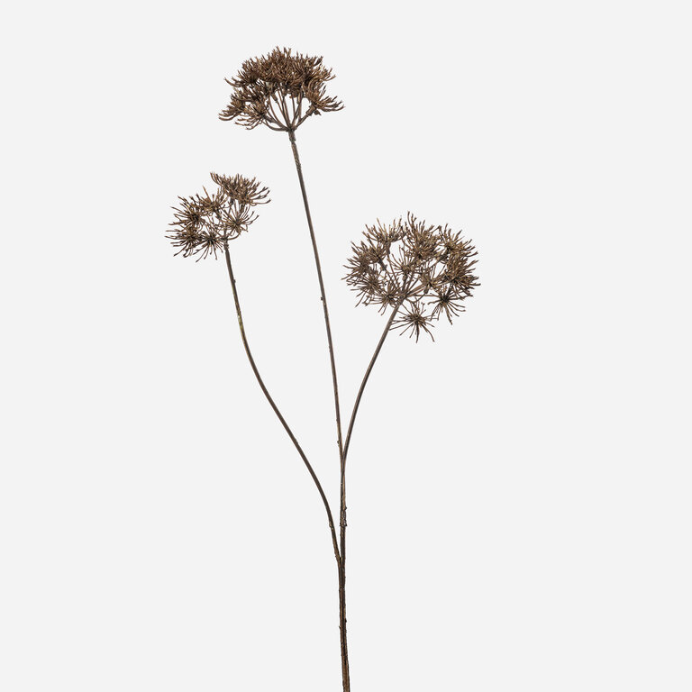 Kunststeel Heracleum met bruine schermen en zaden is een kunststeel met een natuurgetrouwe uitstraling en een lengte van 80 cm.