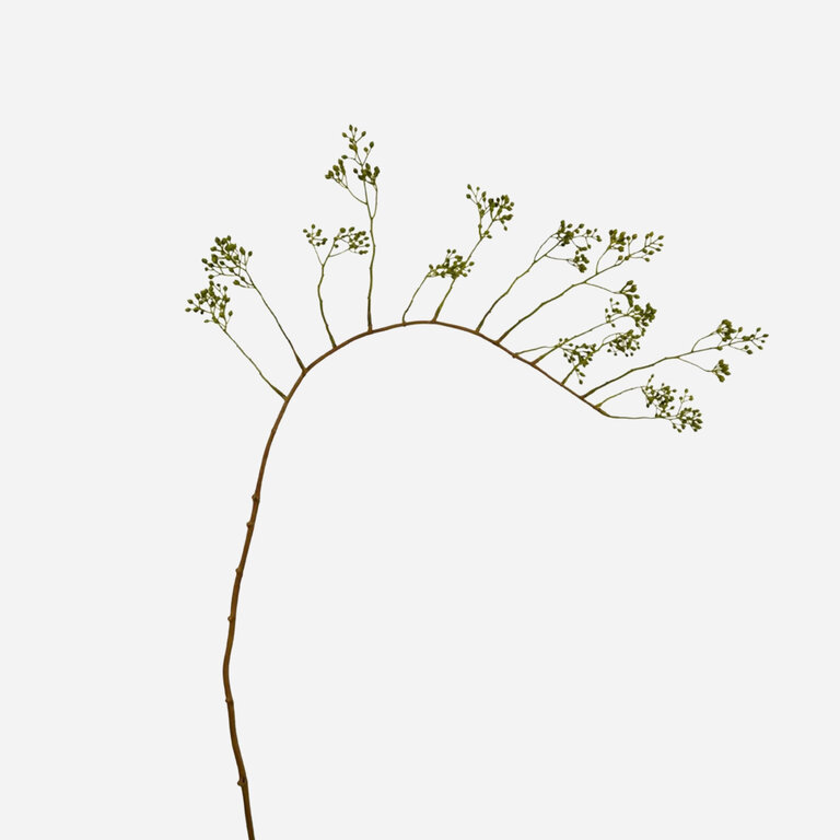Kunsttak met groene bessen is een kunststeel met een natuurgetrouwe uitstraling en een lengte van 140 cm.