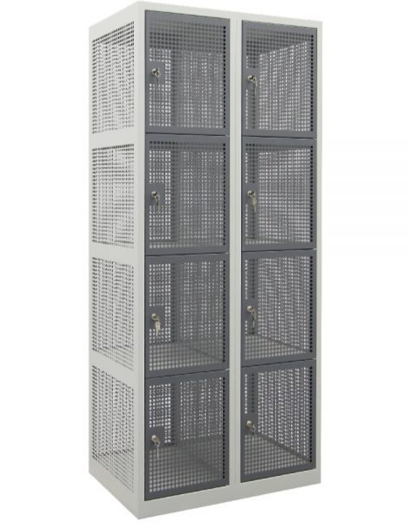 Tweekoloms gaas locker met 8 deuren