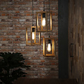 Pendant lamp 3x Wooden Frame stepped