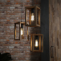 Pendant lamp 3x Wooden Frame stepped