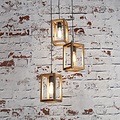Pendant lamp 3x Wooden Frame stepped