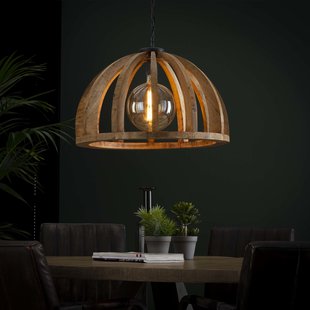 Hanglamp ø60cm gebogen houten spijlen
