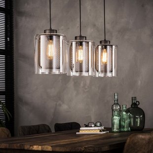 Hanglamp Raster met Glas | 3x ø20 cm