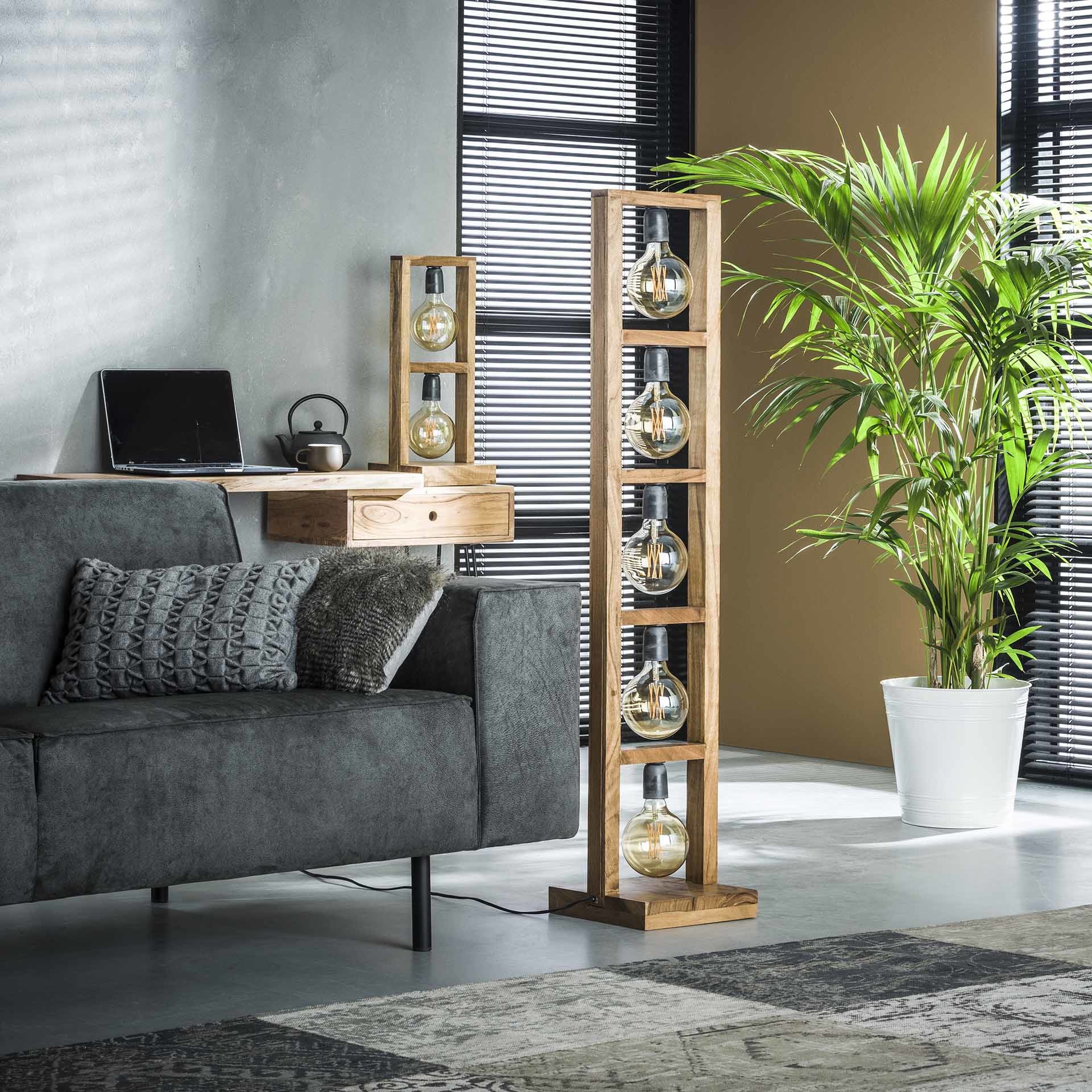 Vloerlamp 5L Modulo Houten Frame-4