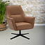 Draaifauteuil Eva Cognac met armleuning | Zithoogte 44 cm