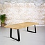 Massief Eiken Boomstamtafel | Dunne Trapezium poot