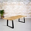 Massief Eiken Tafel | Rechte rand met Dunne Trapezium poot