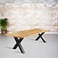 Massief Eiken Tafel | Rechte rand en X-poot