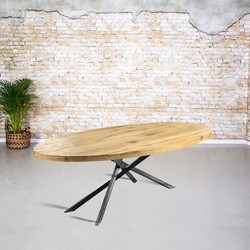 Solid oak table oval | mikado base