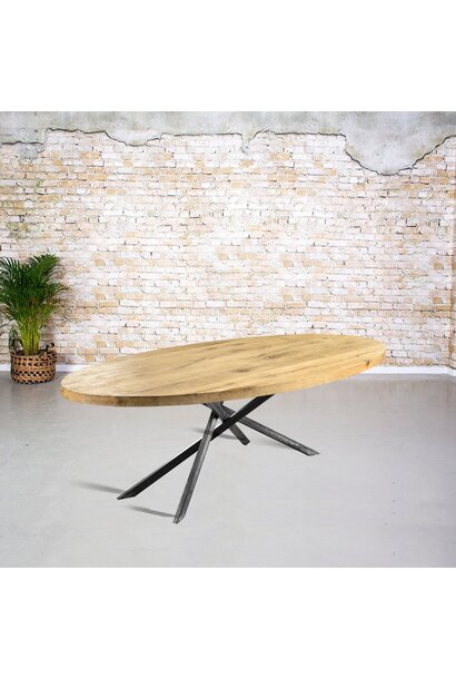 Solid oak table oval | mikado base