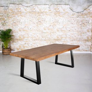 Dining table mango wood | Thin trapezoid leg