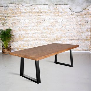 Eettafel mangohout | Dunne trapezium poot