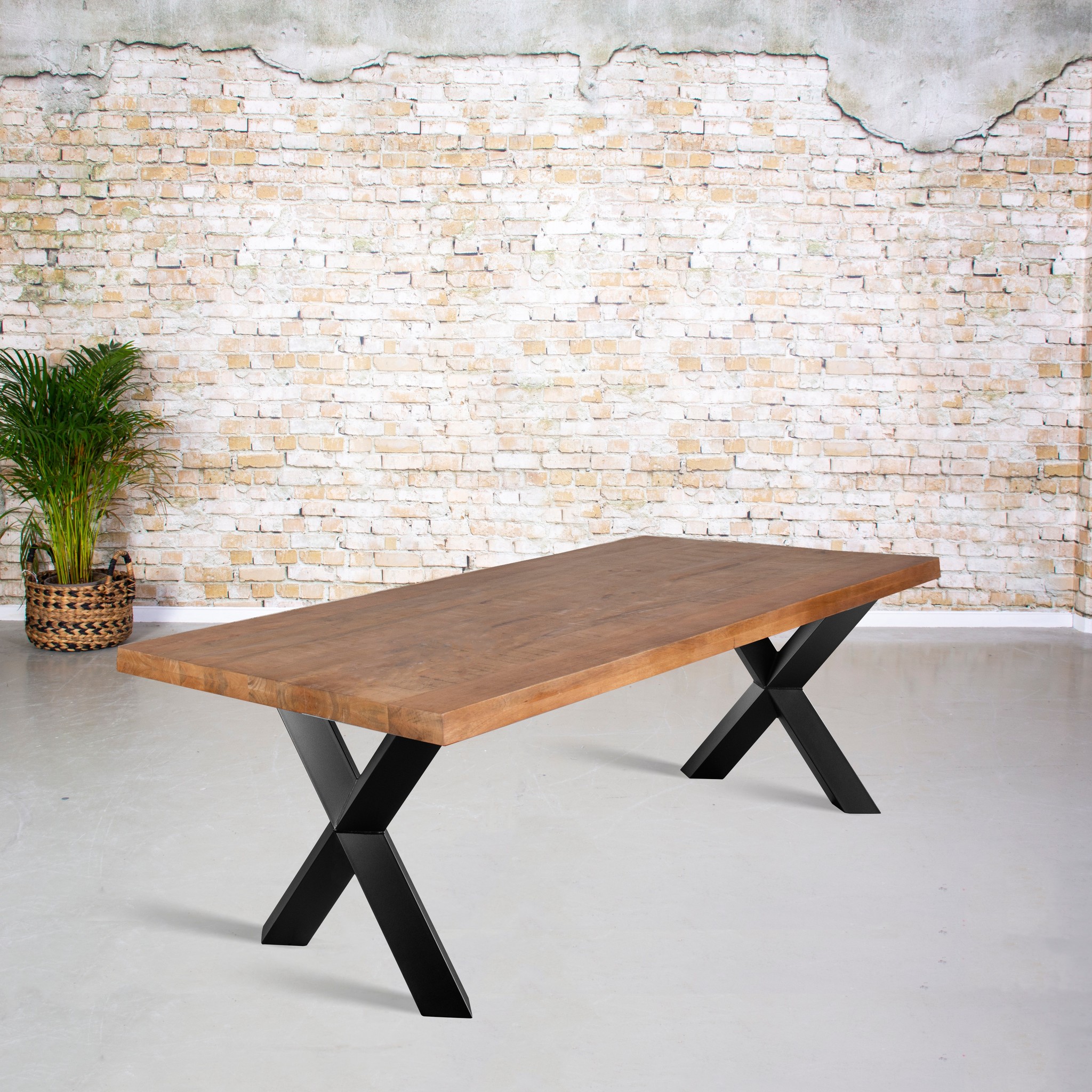 Dining table mango wood | X-leg Twisted tube-1