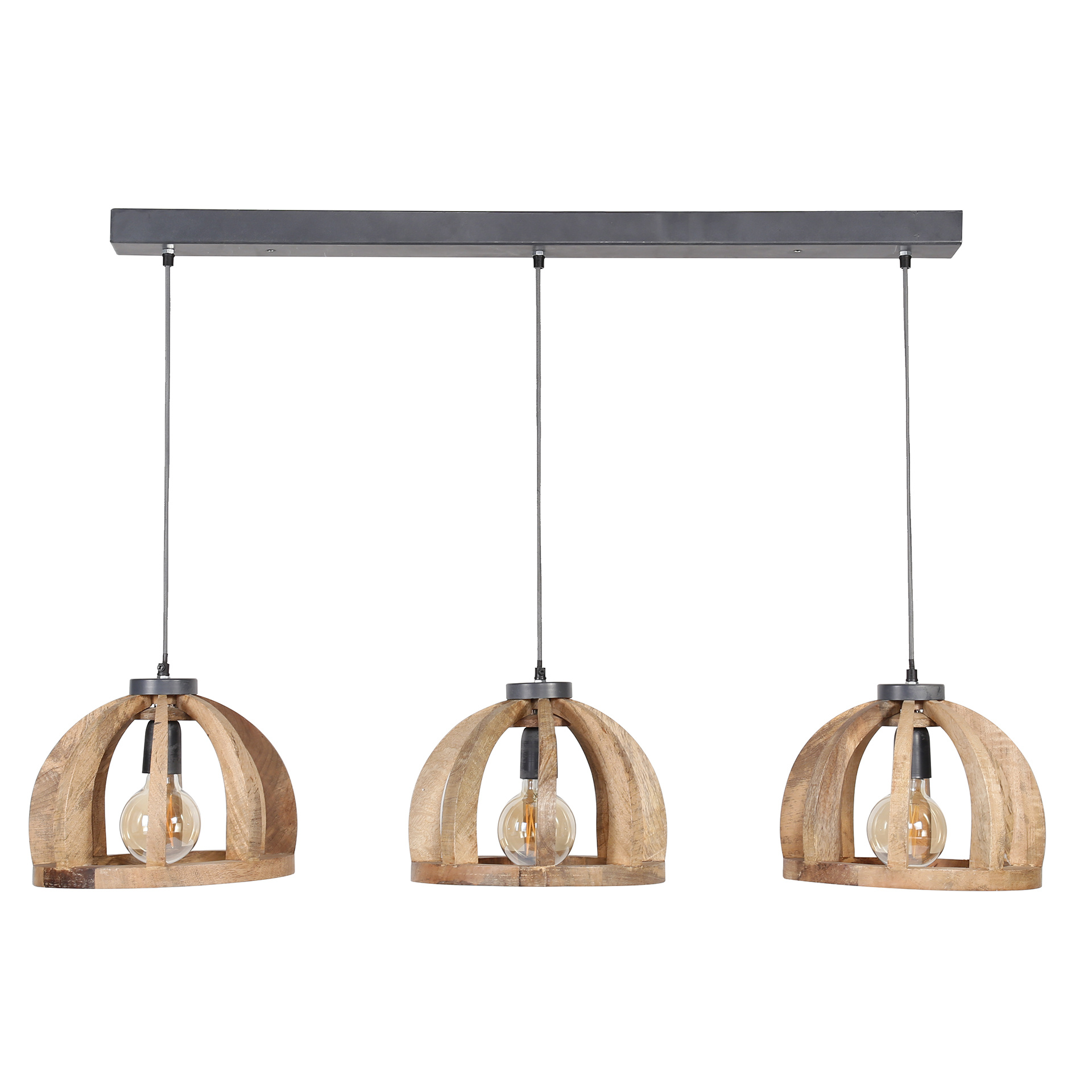 Hanglamp Gijs 3x Ø30 gebogen houten spijlen Gister&amp;vandaag