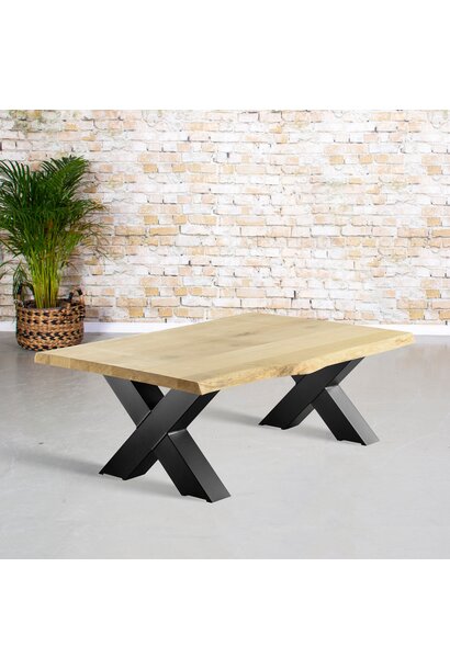 Solid oak tree trunk coffee table | X-leg