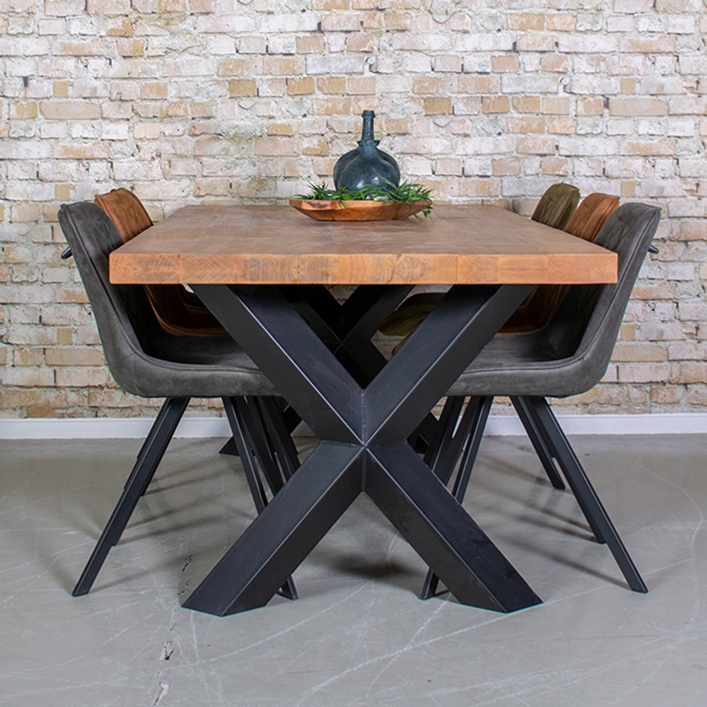 Dining table mango wood | X-leg Twisted tube
