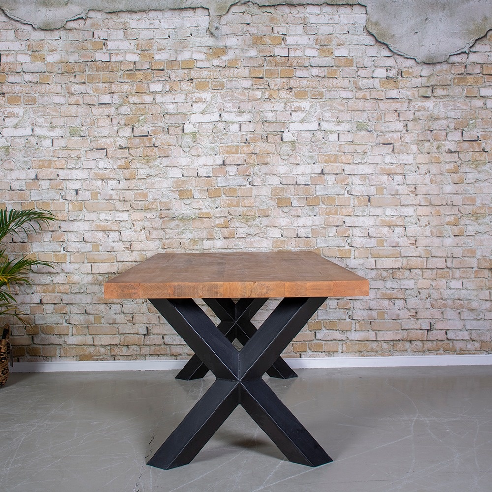 Dining table mango wood | X-leg Twisted tube