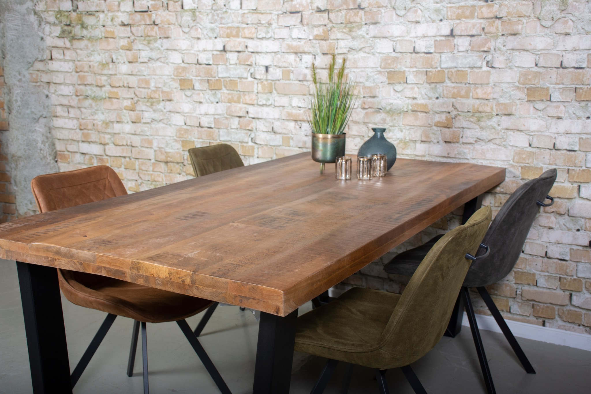 Dining table mango wood | X-leg Twisted tube