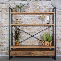 Bookcase Brev | 3 shelves | 4 drawers